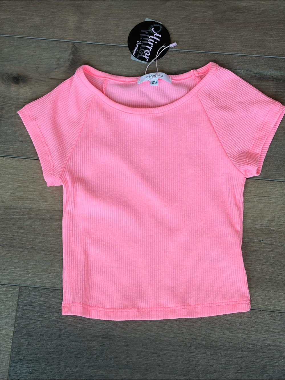 Kids Neon Pink Ribbed Short-Sleeve Tee